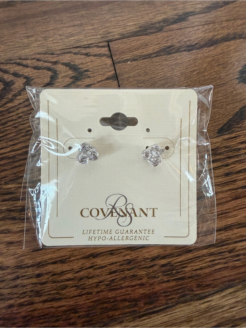 Silver Crystal Knot Stud Earrings - Sparkling Silver